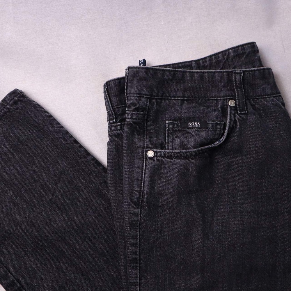 BOSS Hugo Boss Mens Regular Fit Black Denim Jeans 36 x 29
